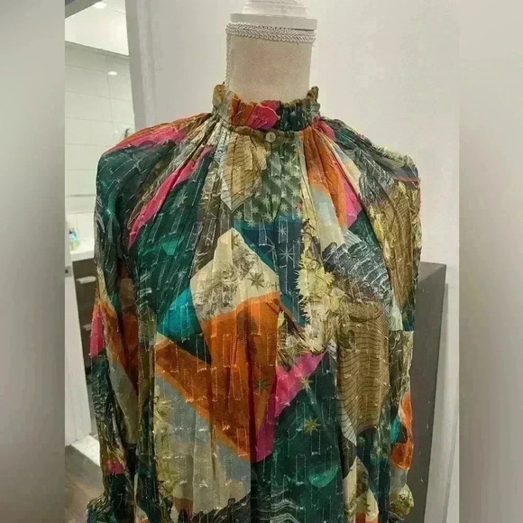 KILLA GATHERED PRINTED FIL COUPÉ GEORGETTE MIDI DRESS ORIGINAL COST $650 - Picture 11 of 15